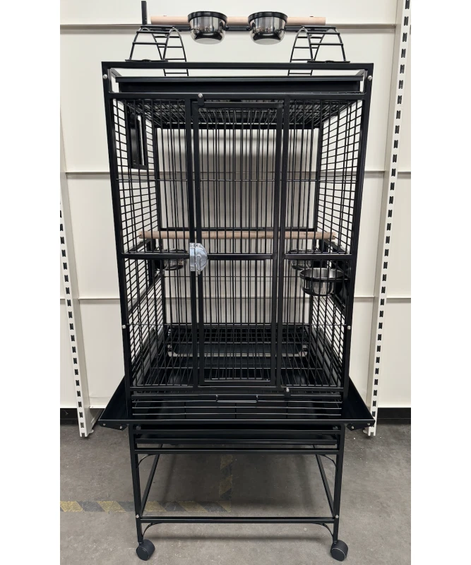 Parrot-Supplies Ohio Play Top Premium Parrot Cage For Medium Sized Parrots Black