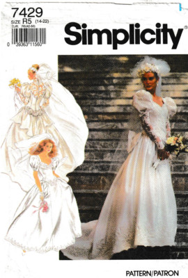 Simplicity Pattern 7429 c1996, Misses/Petites Lined Bridal Gown, Size 14-22, FF