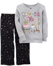 Carter's Ballerina Pajamas 2-Piece Knit  Fleece Sleepwear Set Girl Size 4 PJ's