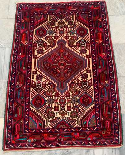 Vintage Afghan Rug Hand Knotted Oushak Wool Area Rug 3x4 ft Free Ship