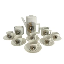 🟠 Servizio caffè porcellana Limoges Design Camille Tharaud serie Moorea 1970