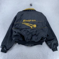 Vintage Snap-on Swingster Jacket Mens Large Black Yellow Mechanic Bomber USA 90s