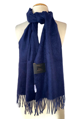 CLUB ROOM NWT Men's 100% Cashmere Fringe Scarf Muffler Navy Blue $120 F64
