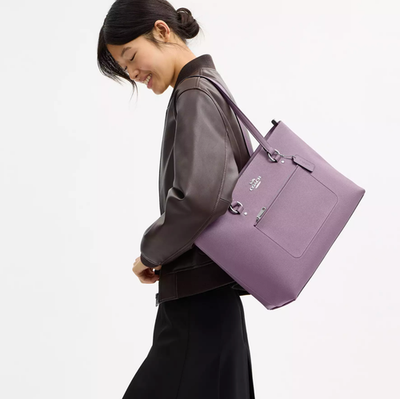 COACH CCD71 Station Tote Shoulder Bag In Crossgrain Leather