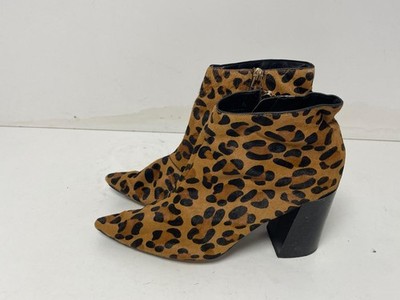 Topshop Damen Leopardenmuster Blockabsatz Reißverschluss Stiefeletten. UK(7)EUR(40)-B182