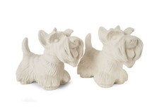 Blue Witch Unpainted Cruet Set Scottish Terrier, Handmade Ceramic Salt & Pepper