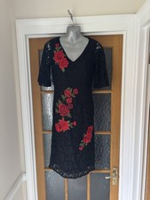 Joanna Hope Black Lace Floral Midi Dress Size 10 Brand New Without Tags