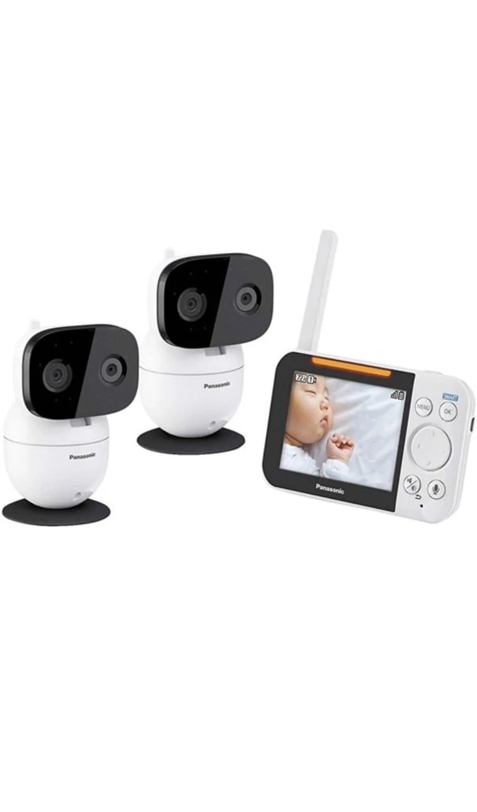 Panasonic 3.5” Baby Monitor Video Audio System w/ 2 Cameras Night Vision Portabl