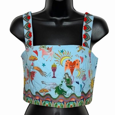 WHIMSICAL BOHO CROPPED TOP TANK BY SHIEN XS FANTASY CELESTIAL COTTAGECORE FAIRY