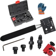 Brake Line Flaring Tool Kit, 3/16" 1/4" SAE Double Flare Tool, Creates 45° Singl