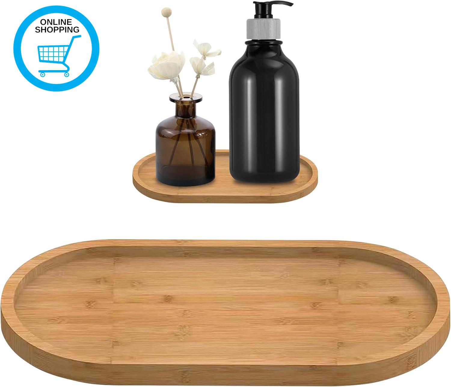 Bamboo Soap Tray, Bamboo Soap Dispenser for Bathroom Countertop, Wooden Dish & D