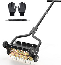 Heavy Duty 18" Lawn Aerator with 3D Steel Tines Non-Slip Handle