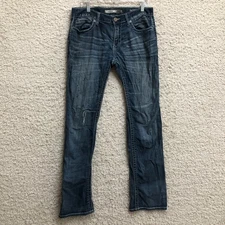 BKE Buckle Jeans 31x34 Men Blue Denim Aiden Bootcut Cowboy Stretch Medium Wash