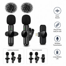 Wireless Lavalier Microphone Clip Mic Audio Video Recording For iPhone Samsung