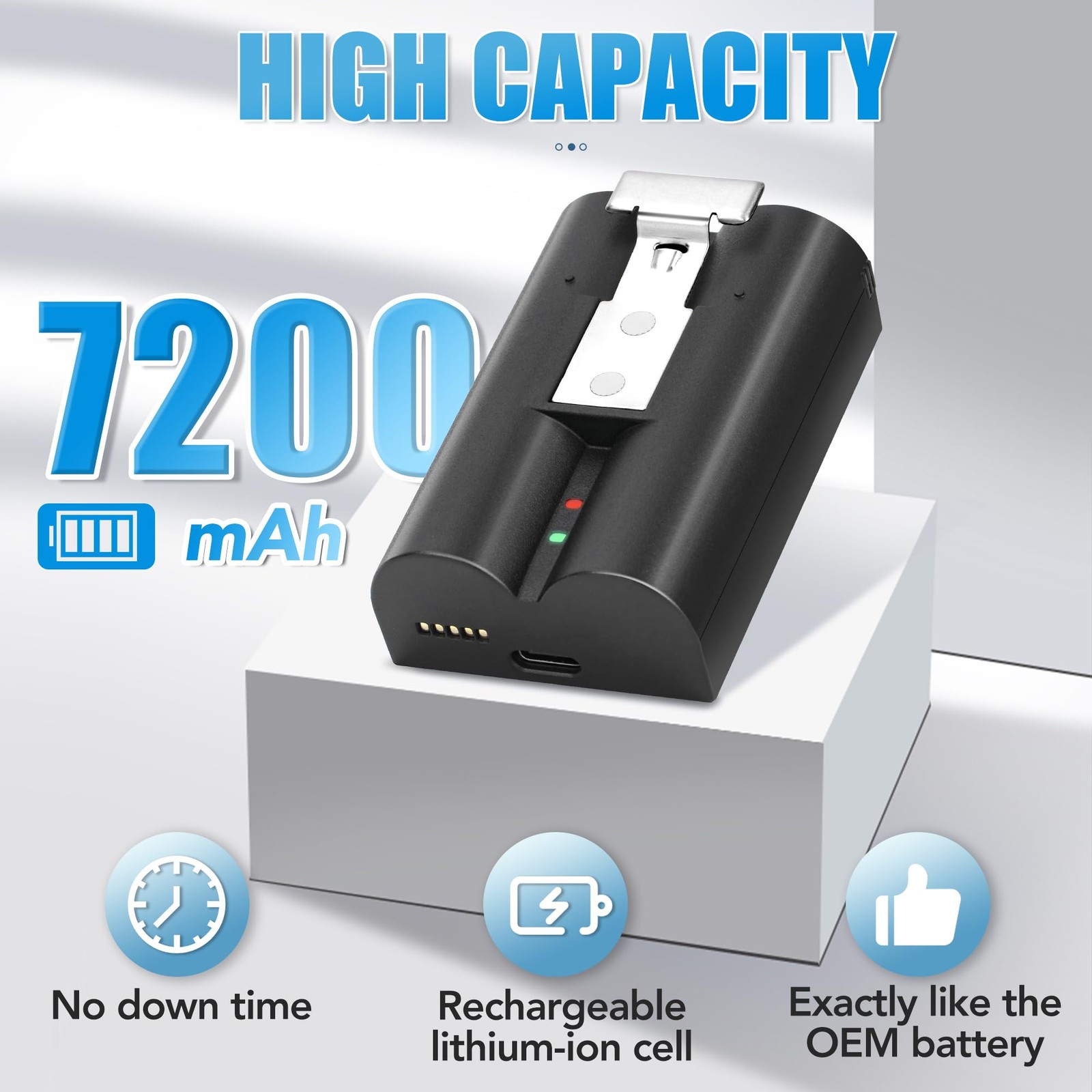 2-Pack Battery with Charger Station for Ring- Video Doorbell, 7200mAh Recharg...