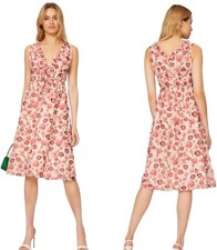 Samantha Sipos Dress Women Medium Ivory Red Strawberry Floral Ruffle Midi Boho
