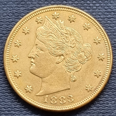 1883 Liberty Head Nickel 5c Higher Grade RACKETEER NICKEL - GOLD