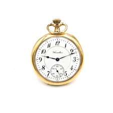 1920 Hamilton 16s 17j 50mm Gold-Filled White Dial Men's Pocket Watch #WB5074-3