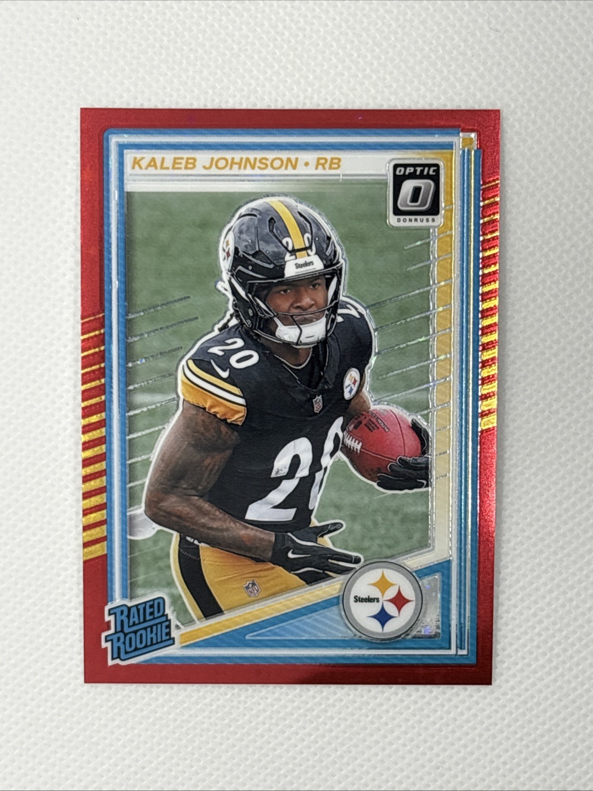 2025 Donruss Optic Kaleb Johnson Rookie Red Stars Prizm #232 International SP