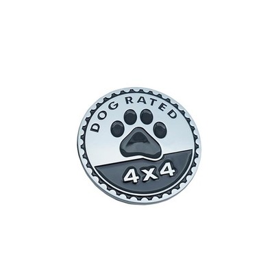 1x Metal Dog Rated 4x4 4 x 4 Round Emblem Automotive Badge 3D Car Badges Embl...