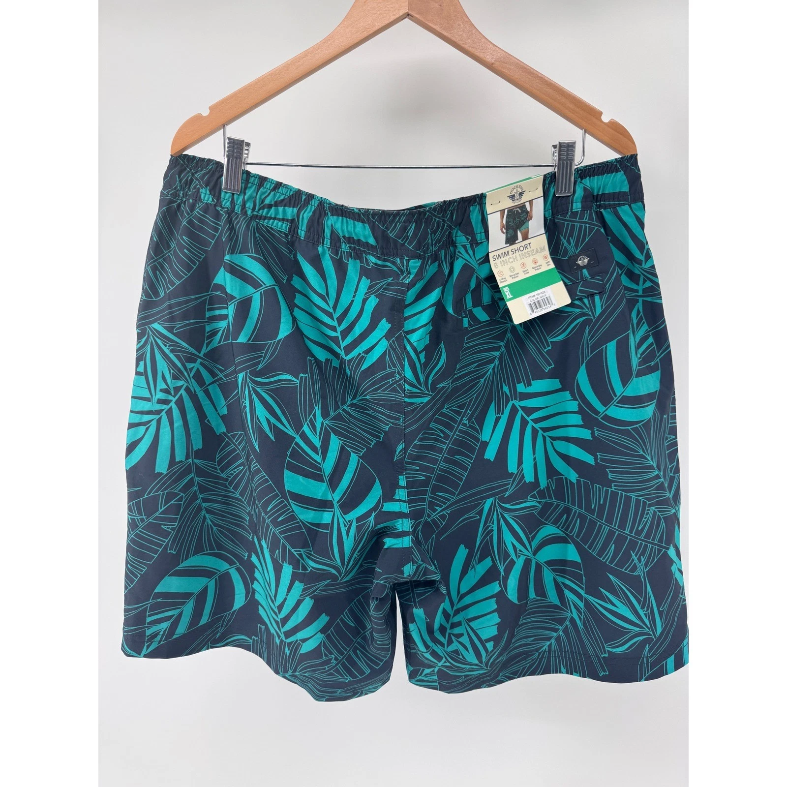 Dockers Swim Shorts Mens XL Navy Tropical Palm Leaf 8" Inseam NWT Lined