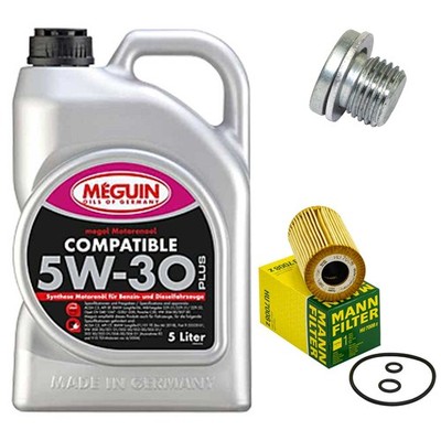 Motoröl Filter Set Meguin 5W-30 5 Liter + Ölablassschraube für VW Tiguan 2.0 TDI