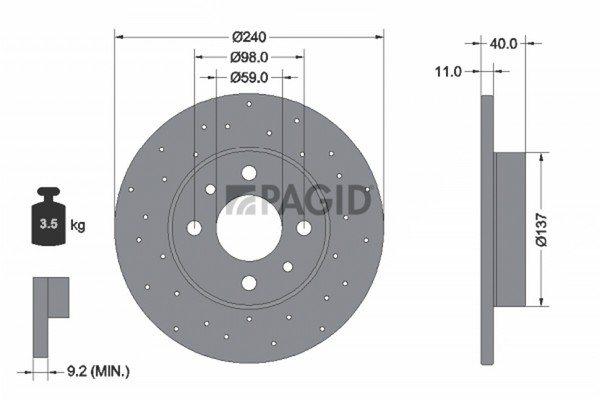 2X Pagid Bremsscheibe 56160NC FüR Abarth 500 595 695 500C 595C 695C 312 AXF11-image