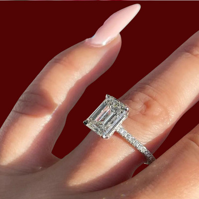 Designer Diamant Ring 2,50 Ct IGI Lab Created Smaragdschliff 18 K Weißgold E ...
