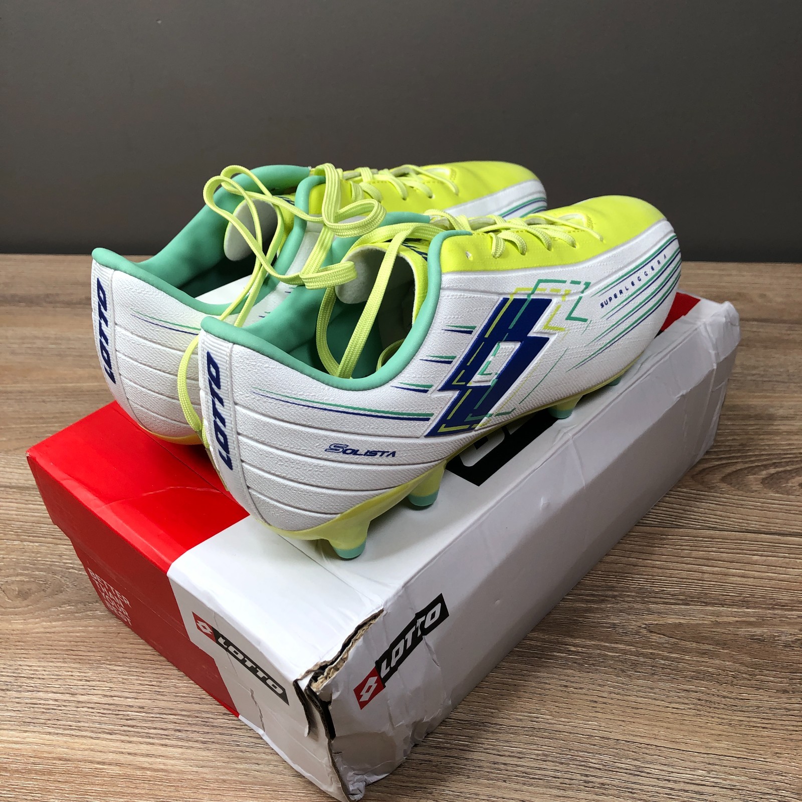 Lotto Solista 700 VIII FG Tacchetti Calcio US Uomo 7.5 Bianco Verde Nuovi con scatola