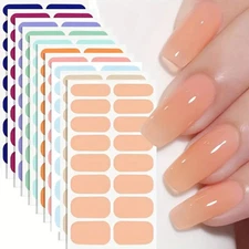 Nail Full Wraps Nail Polish Strips Plain Self Adhesive Gel Nail Stickers 1pcs