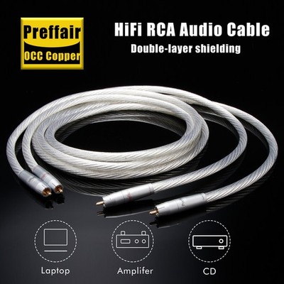 Hi-Fi 8Core OCC Copper RCA Pair Gold Plug PTFE Insulation Signal Boost 0.5-2.0m