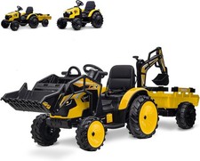 3 in 1 Kids 24V Ride On Tractor Excavator Bulldozer w/ Trailer Remote Control