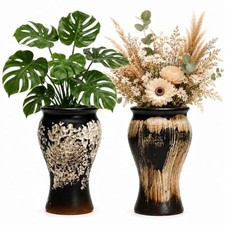 Set of 2 Decorative Ceramic Planters 10.6 Inch Tall, Terracotta Plant Pots