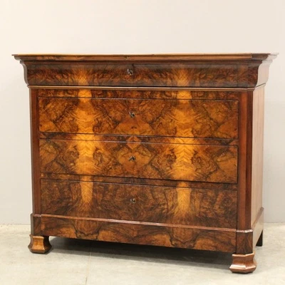Commode d'époque Louis Philippe - en noyer - 19ème siècle - Photo 1/4