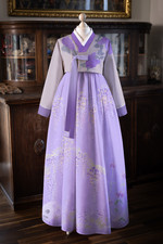Hanbok - printed jeogori and chima "garden of bones"