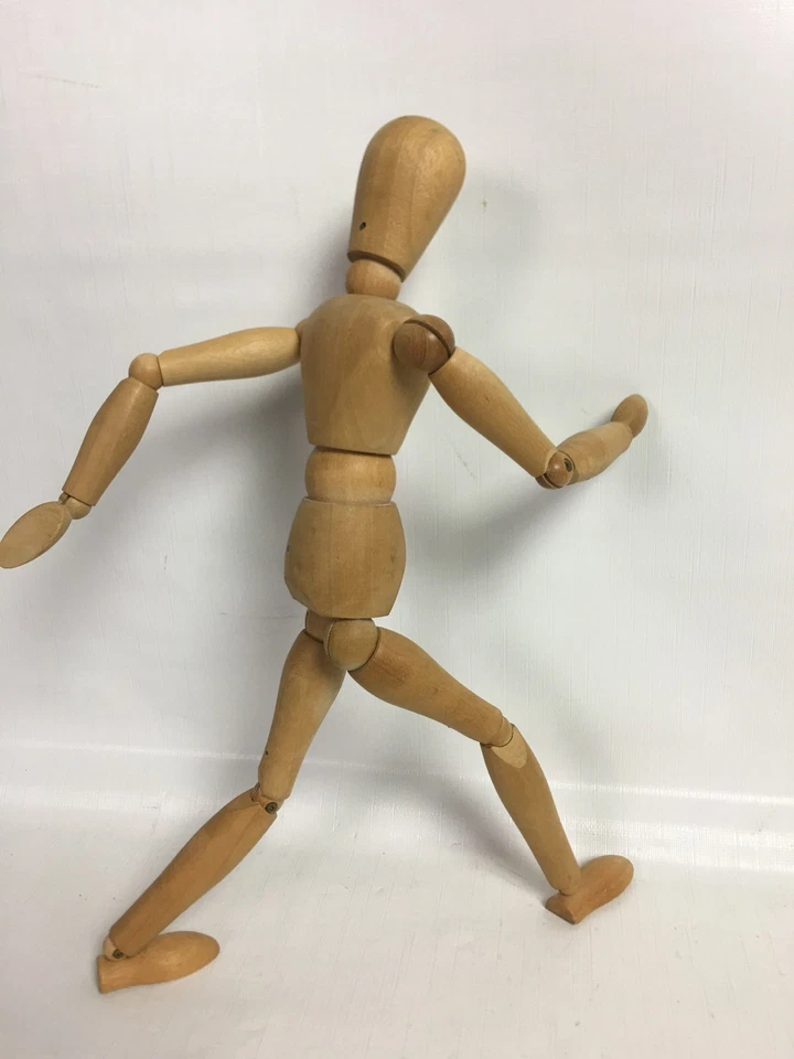 Vintage 12" Wooden Fully Jointed Figure Articulated Artist Model Doll wood - Image 3 of 4