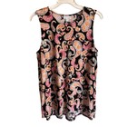 J. Jill Black Paisley Sleeveless Top M Cotton Modal Lightweight
