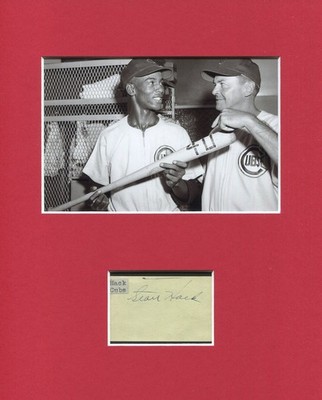Stan Hack Chicago Cubs 1945 WS Signed Autograph Photo Display With Ernie Banks
