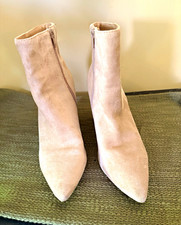 Target Women’s Beige Pointed Toe Ankle Booties Side Zip Textile Upper US 7