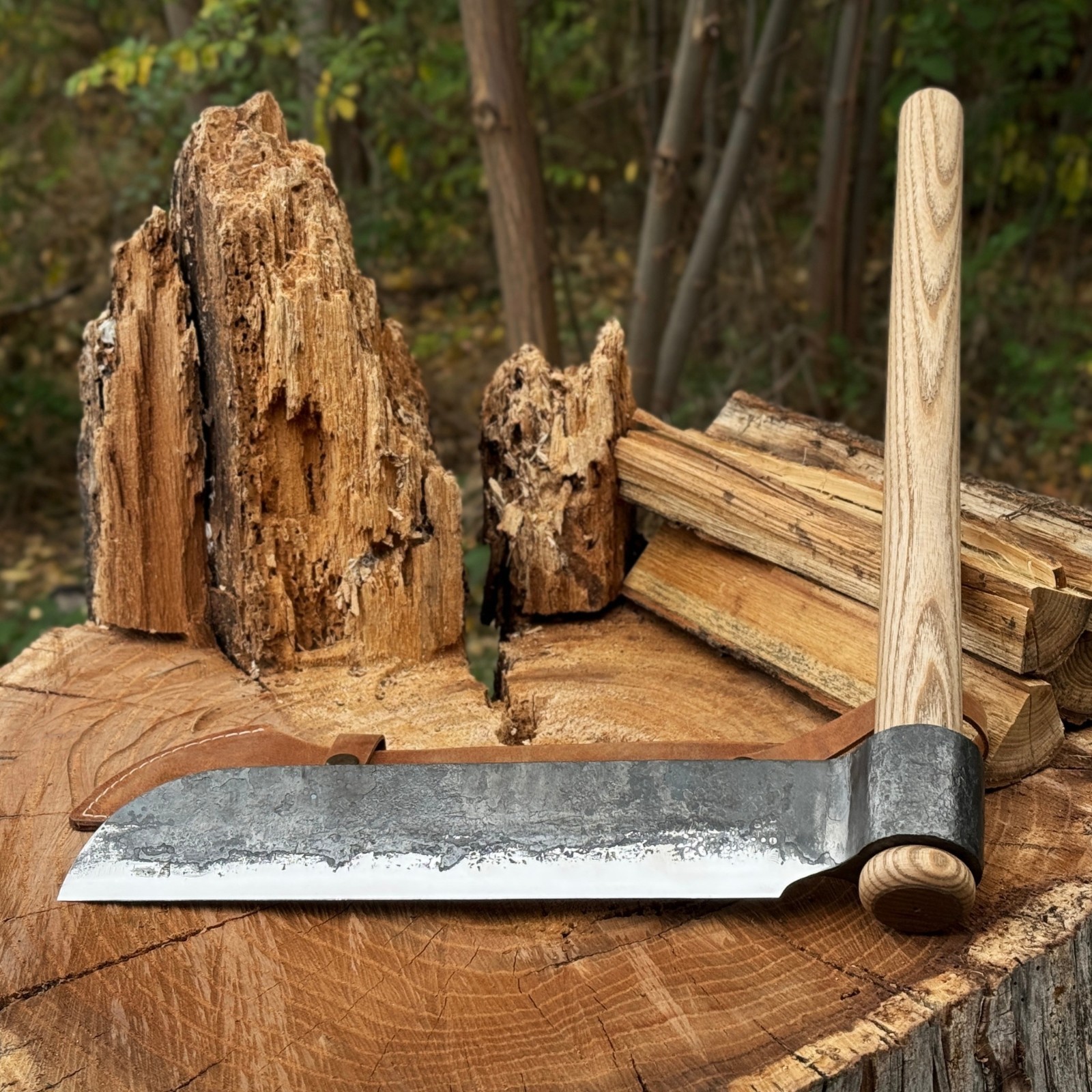 Heavy Duty Large Splitting Froe 10.03in Thick Blade 52100 Steel Timber Riving