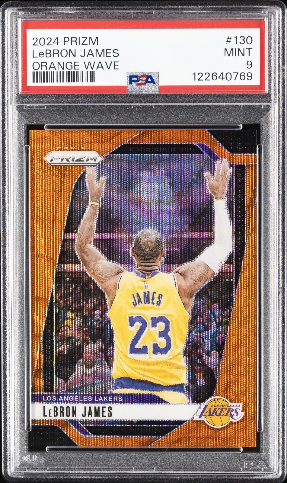 2024 PANINI PRIZM ORANGE WAVE #130 LEBRON JAMES 2/60 PSA 9