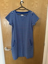 Mantaray Faithful & True Women's Blue& White Cotton Striped Dress UK Size 14