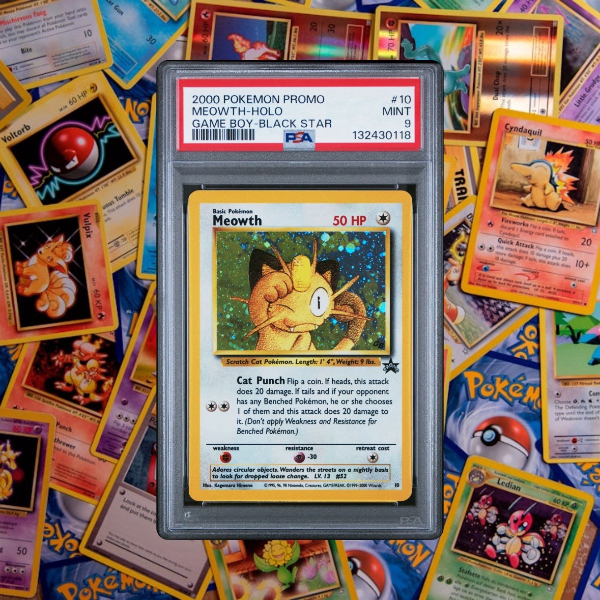 2000 POKEMON PROMO BLACK STAR GAME BOY #10 MEOWTH-HOLO PSA 9 🔥📈