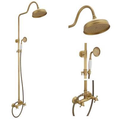 #ad BWE 2 Spray High Pressure Wall Bar Shower Kit Brass Handheld Antique $129.99