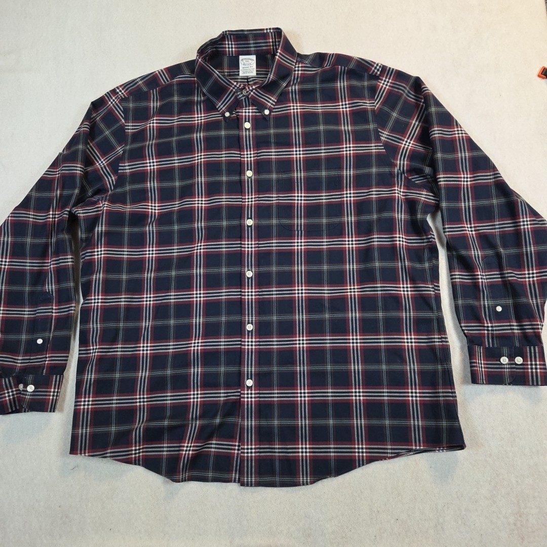 Brooks Brothers Mens 2XL Shirt Button Down Blue Supima Cotton Regent Fit Stretch