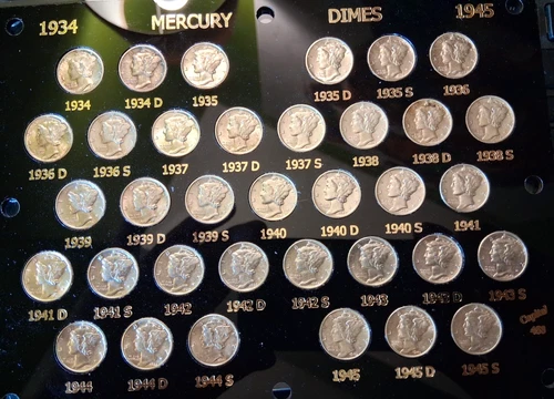 Quality 1934-1945 PDS MERCURY DIME SET 35 COINS Better Grade XF+ to BU