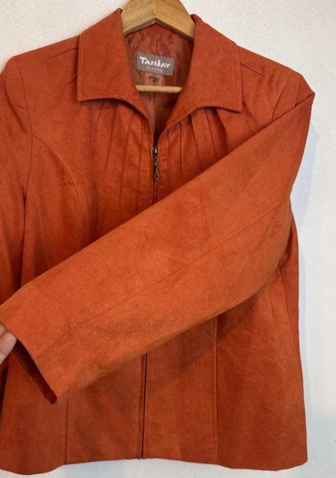 Chaqueta Tanjay Naranja Cremallera Imitación Gamuza Talla 8 Pequeña Forrada Foto 4 de 4