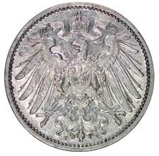 1907 1 Mark Germany Silver Coin ~ AU
