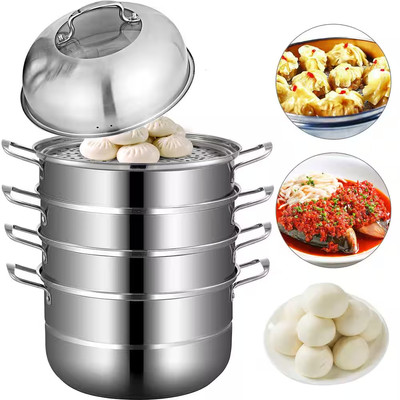 Stainless Steel Dumpling Steamer 5-Titer Electric Grill Stove Dia-11.8 In. for C