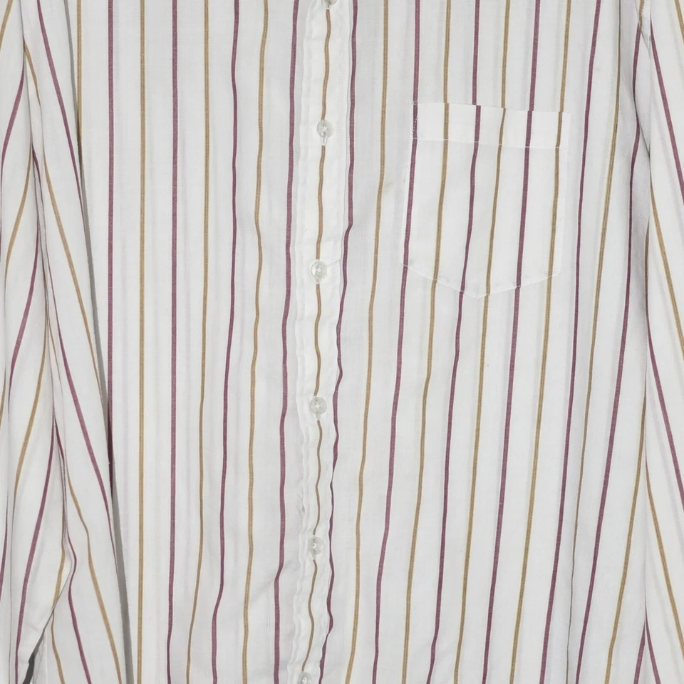 Botany 500 Mens White w/ Multicolor Striped Flannel Button Up Long Sleeve 17.5 - Image 4 of 4